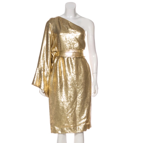 KAUFMANFRANCO Sequin One-Shoulder Dress Size: XL | US12, IT48 - Picture 1 of 4
